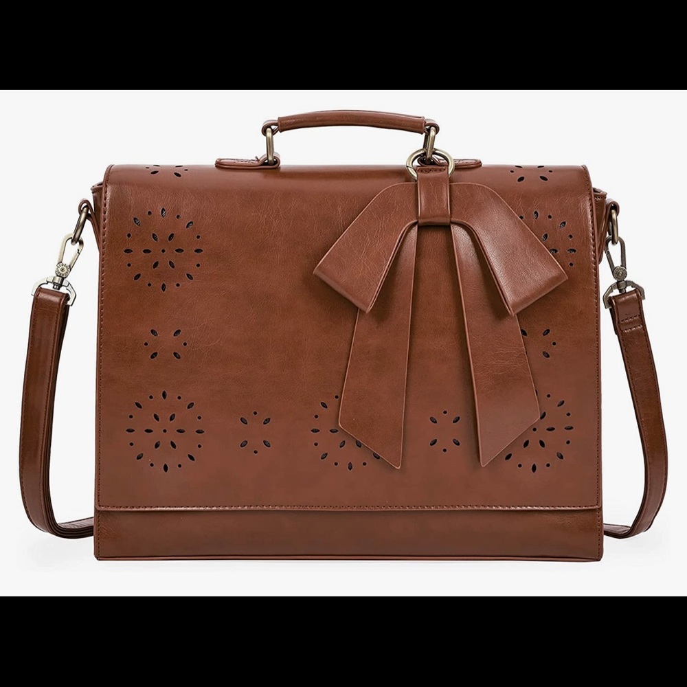 Brown Faux leather laptop bag